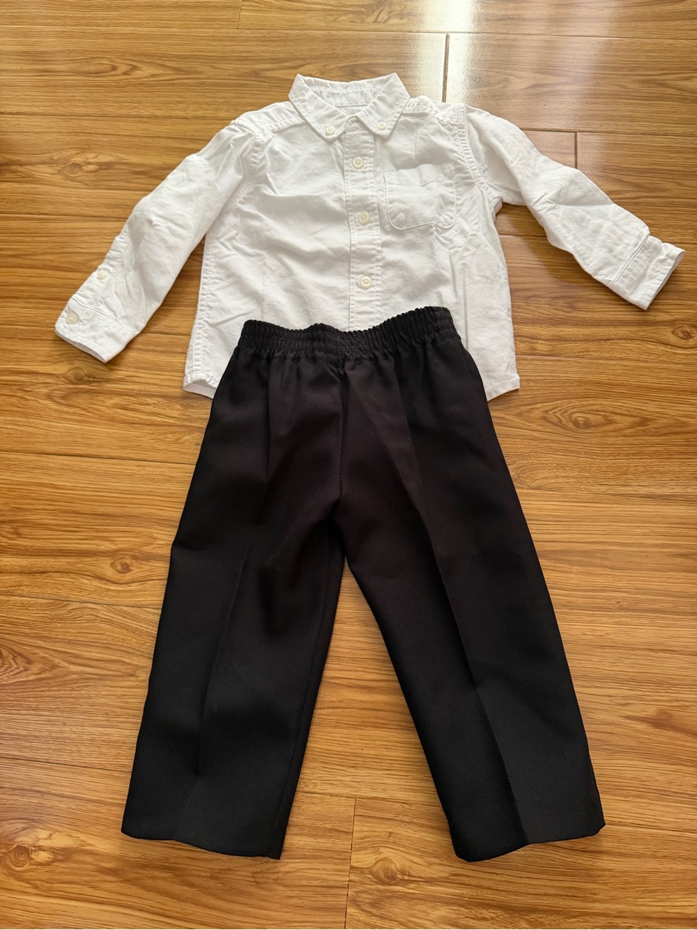 Preloved Boys Set Classic Black Kids Shirt & Pants - Comfortable Elastic Waist